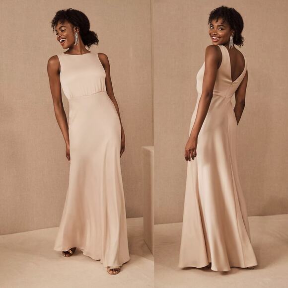 BHLDN Anthropologie by Sachin & Babi Beckett Satin Charmeuse Maxi Dress Gown - Picture 2 of 7